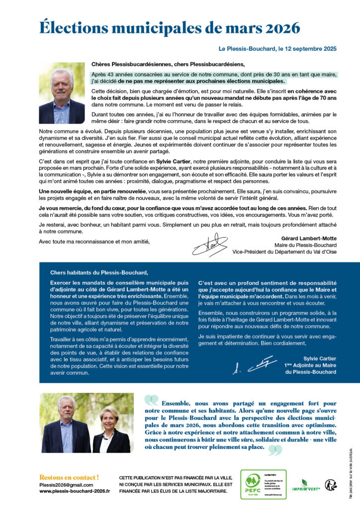 Lettre du Maire ©Sylvie Cartier